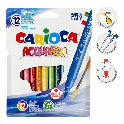 Zdjęcie produktu dla Pisaki akwarelowe Carioca, 12 szt., miks kolorów