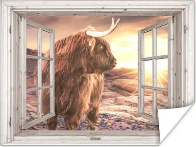 Produktbild von MuchoWow® Poster Schottische Highlander - Landschaft - Ansicht 80x60 cm - Kunst für zu Hause