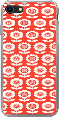 Produktbild von MuchoWow® Handyhülle Schutzhülle Hülle für Telefoonhoesje iPhone SE 2020 Blumen - Muster - Rot Silikon Softcase Handy Hülle - Kartenbesitzer