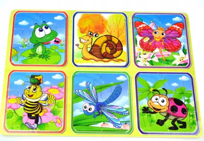 Produktbild von Drobiazgarnia Holzpuzzle mit 6 Motiven für Kinder