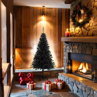 Produktbild von vidaXL Künstlicher Weihnachtsbaum mit Ständer Schwarz 150 cm PVC
