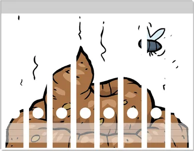 Produktbild von Wallario Ordnerrücken Sticker, selbstklebend für schmale Ordner, 8 Stück, Motiv Comic Scheißhaufen mit Fliegen