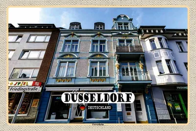 Produktbild von vianmo Holzschild 12x18 cm Düsseldorf Gerresheim Bildmotiv Reisemotiv Abenteuer Reisen