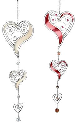 Produktbild von Dekohänger HEARTS mit 3 Herzen in Tiffany Optik L. 70cm weiß silber Formano