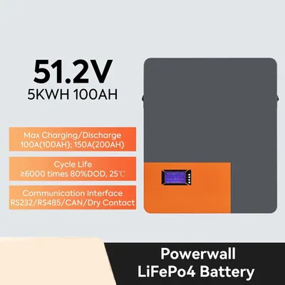 Productafbeelding van LiFePO4 Powerwall Batterij - Lithium Accu - Energieopslag - 48V Batterij - 51,2V 100Ah