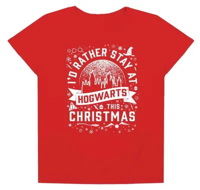 Immagine prodotto di Magia e mistero: T-shirt da donna "Hogwarts a Natale" ispirata a Harry Potter e i Doni della Morte (modello TV35878, taglia M, colore rosso), productTiles.product.images.aiGenerated