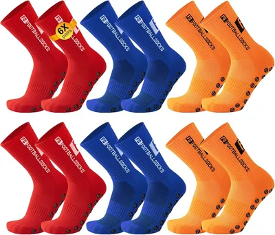 Obrázok produktu pre Futbalové ponožky 39-46, protišmykový grip, 6 párov, pre šport