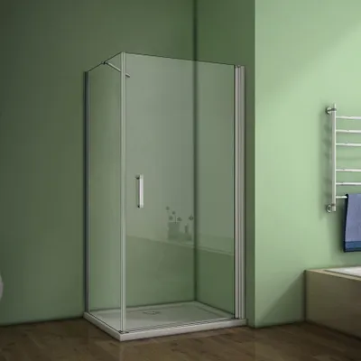 Produktbild von B:90 x T:90 x H:185cm ESG Nano Glas Drehtür Eckeinstieg Pendeltür Duschkabine (eloxierten mit mit Elektrophorese)