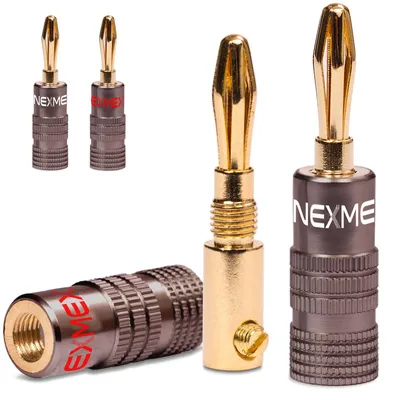 Produktbild von Bananenstecker 4mm vergoldet 4x Stecker NEXMEX Steckverbinder Lautsprecherkabel