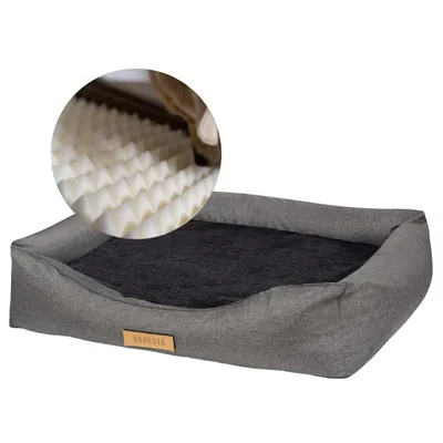 Immagine prodotto di Letto per cani Divano per cani ortopedico lavabile con rivestimento cuscino per cani sfoderabile cestino per cani - colore velluto a coste grigio nero tappetino per cani taglia XXL - 100 x 82 cm