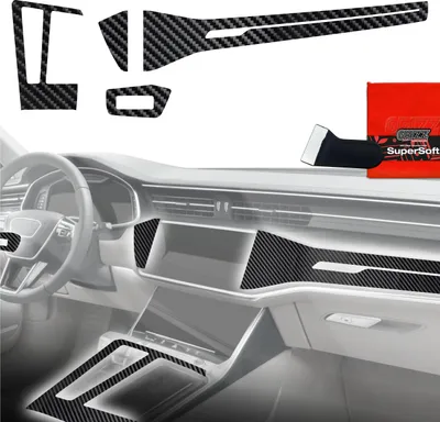 Produktbild von 4in1 Schutzfolien für Mittelkonsole & Armaturenbrett - Audi RS6 C8 (2018-2025) Carbon Optik Glanz Grizz Protector