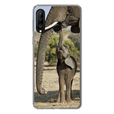 Produktbild von MuchoWow® Handyhülle Schutzhülle Hülle für Huawei P30 Lite Elefant - Tiere - Gras - Natur Silikon Softcase Handy Hülle - Handyhülle