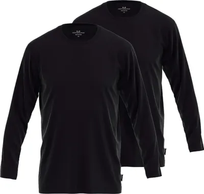 Produktbild von GÖTZBURG Herren Langarmshirt, 2er Pack - Baumwolle, Longsleeve, einfarbig Schwarz XL