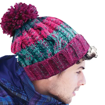 Produktbild von Beechfield Uni Corkscrew Strickmütze mit Bommel RW5192 (Einheitsgröße) (Winter-Beeren)