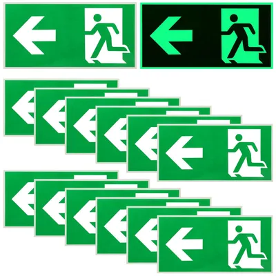 Imagen del producto de Juego de 12 señales de salida de emergencia con flecha