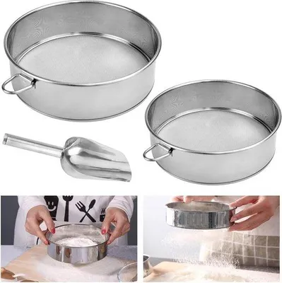 Immagine prodotto di Set di setacci in acciaio inossidabile, per farina fine, 15/20 cm, argento, set da cucina