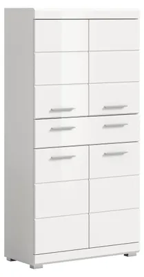 Produktbild von Midischrank >Scout< in Weiß/Weiß hochglanz - 74x141x31cm (BxHxT)