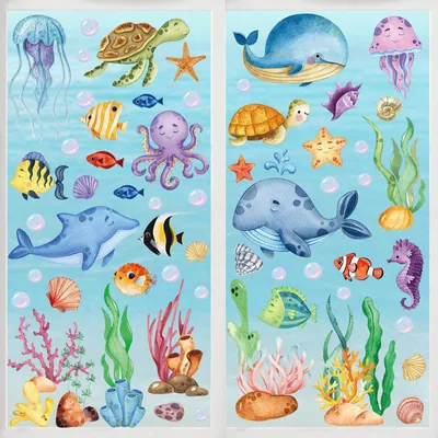 Fensteraufkleber Sommer, 134 Motive Unterwasserwelt, 9 Bögen