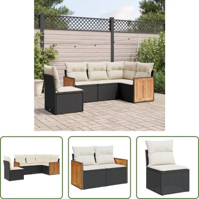Produktbild von The Living Store 5-tlg. Garten-Sofagarnitur mit Kissen Schwarz Poly Rattan