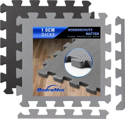 Produktbild von BodenMax® Schutzmatten Set 30x30cm mit 10 mm Stärke-  grau (18 Stück)