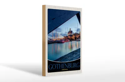 Produktbild von Holzschild Reise 20x30cm Schweden Götheburg Europa Schiff