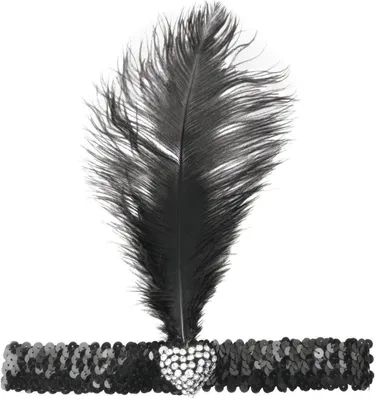 Produktbild von Schwarzes Flapper  Stirnband mit Kristallherz als Kostümzubehör