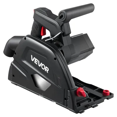 Productafbeelding van VEVOR duikzaag, 165,1 mm, handcirkelzaag met zaagblad van hardmetaal met 48 tanden, verstelbare hoek van 0–45°, snijdiepte 55 mm, geschikt voor hout en kunststof. Leidrail niet inbegrepen
