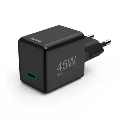 Image de Hama Schnellladegerät, USB-C, PD/QC/GaN, Super-Mini-Charger, 45 W, Schwarz (00201987)
