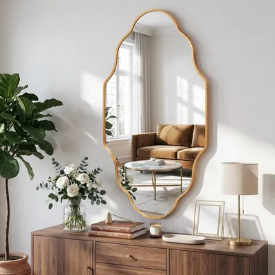 Immagine prodotto di Specchio da parete con cornice in alluminio color rosa oro