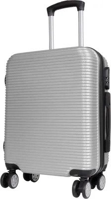 Produktbild von ABS Hartschale Reise Koffer Trolley Gepäck vier 360° Rollen Malaga Silber Gr. M