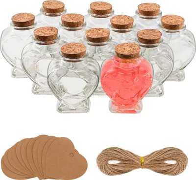 Belle Vous 12er-Set Glasflaschen Mit Kork – 50 Ml, Inkl. Juteband & Anhänger Für DIY, Hochzeit, Geschenke