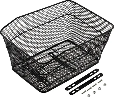Produktbild von Metall Fahrradkorb schwarz für Gepäckträger - 40 x 30 cm - Einkaufskorb für Fahrräder zur Festmontage - Einkaufskorb Transportkorb Metallkorb Korb Tasche für Fahrrad engmaschig
