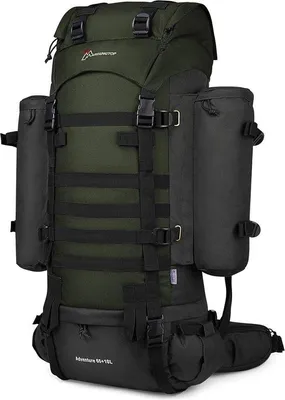 Image de Sac à dos tactique Unyqoos® – 65 L (+10 L), fermeture éclair YKK, polyester, 85 x 29 x 21 cm, ergonomique, 2 compartiments principaux, sac à dos pour randonnée et trekking