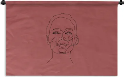 Produktbild von MuchoWow® Wandteppich Wandbehang Strichzeichnungen - Frauen - Gesicht 90x60 cm Tapisserie Dekoration Wandtuch - Wandskulpturen - Bildteppich
