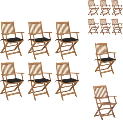 Image de vidaXL Chaises de jardin pliantes 6 pcs. avec coussins bois massif acacia - Chaises de jardin