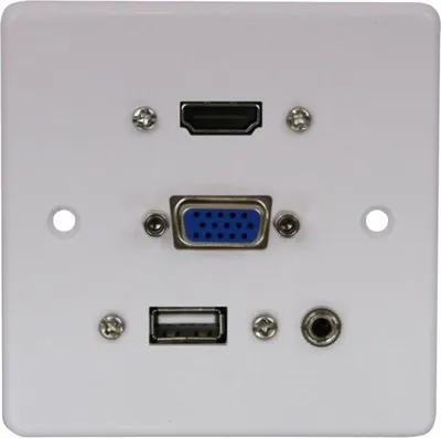 Produktbild von Lindy 60220, HDMI + VGA + USB A + 3.5mm, Weiß, Kunststoff, 86 mm, 86 mm