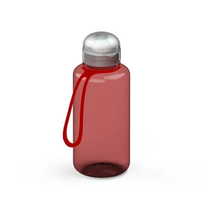 Produktbild von Trinkflasche "Sports" 700 ml - Auslaufsichere Wasserflasche mit Strap für Kinder, für Schule, Sport und Freizeit - transparent-rot/transparent