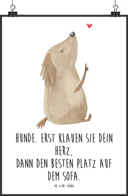 Produktbild von Mr. & Mrs. Panda Bild Hund Liebe DIN A2 - Weiß - Geschenk, drucke, Wandbild, Sprüche, Plakat, Herz, Hunde, wanddeko, Kunstdruck