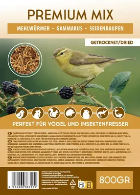 Produktbild von 5 l Mix aus Mehlwürmern- Gammarus - Seidenraupen getrocknet – Insektensnack Vögel Nager, Koi, Schildkröten-Reptilien