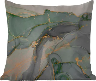 Produktbild von MuchoWow® Outdoor Kissen - Gold - Marmor - Grün - Luxus - Glitzer - Marmoroptik - 60x60 cm - Wetterfest - Lounge Kissen - Dekoration - Schlaf Kissen
