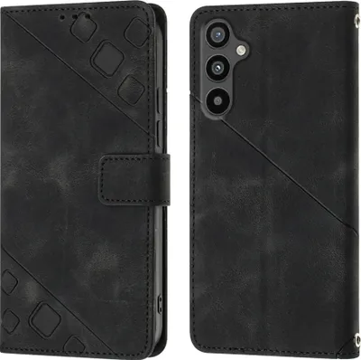 Produktbild von Hülle für Samsung Galaxy A34 Prägung Flip Leder Brieftasche Schutzhülle mit Ständer Schwarz