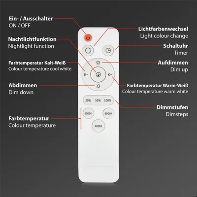 Immagine prodotto di Lampada da soffitto a LED dimmerabile con telecomando CCT 48 W bianco metallo-plastica Briloner