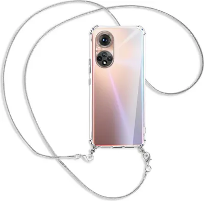 Produktbild von Handykette Backcover-Schutzhülle mit Band (Metall silberfarben) für Honor 50 (NTH-AN00) - silberfarbene Kette Snake