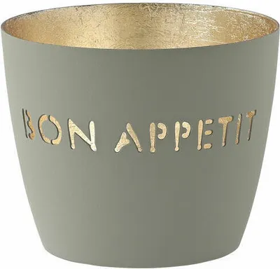 Immagine prodotto di Gift Company Windlicht Madras Bon Appetit M, Teelichthalter, Kerzenhalter, Eisen, Cool Gray, Gold, 8.5 cm, 1054904061