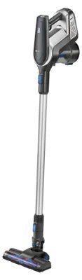 A cordless stick vacuum cleaner shown from a side angle.