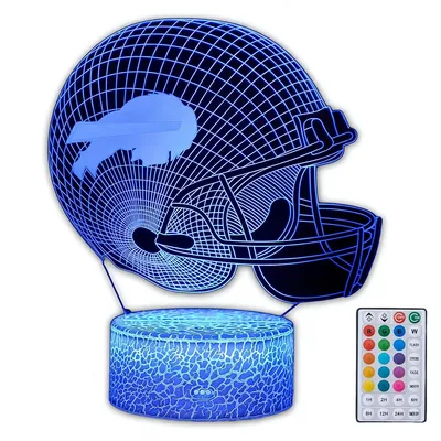 Produktbild von 3D-NFL-Football-Helm Nachtlicht, Acryl-Laserdesign, 16 Farben per Touch/Remote, Timerfunktion – ideales Geschenk für Kinder und Fans