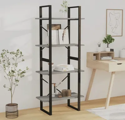 Produktbild von vidaXL Bücherregal 4 Fächer Grau Sonoma 60x30x140 cm Holzwerkstoff - Bücherschrank - Bücherschränke - Bücherregal - Regal
