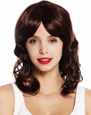 Produktbild von WIG ME UP Perücke lang Locken lockig Mahagoni Braun Strähnen Blond VK-52-33H27