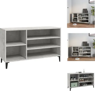 Zdjęcie produktu dla vidaXL Stojak na buty betonowy szary 102x36x60 cm materiał drewnopochodny - Stojaki i szafki na buty