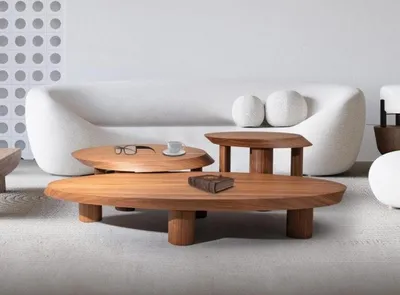 Produktbild von Modern Set Besteht aus 2х oval Couchtische und rund Beistelltisch